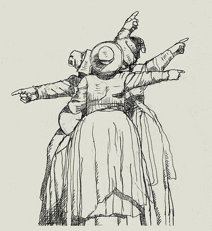 Pointing Women: Sketch for It Happened in Salem