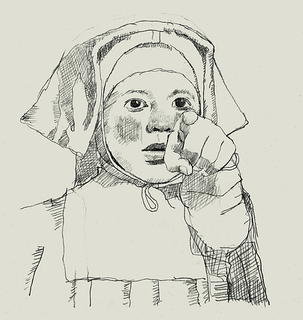 Girl Pointing: Sketch for It Happened in Salem
