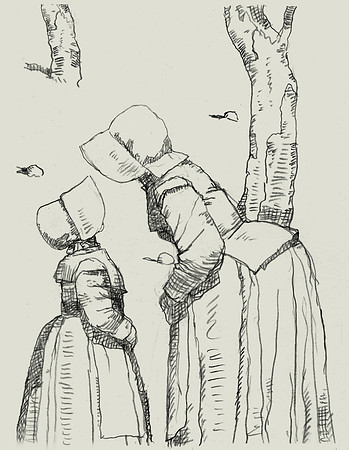 Mother and Daughter: Sketch for It Happened in Salem